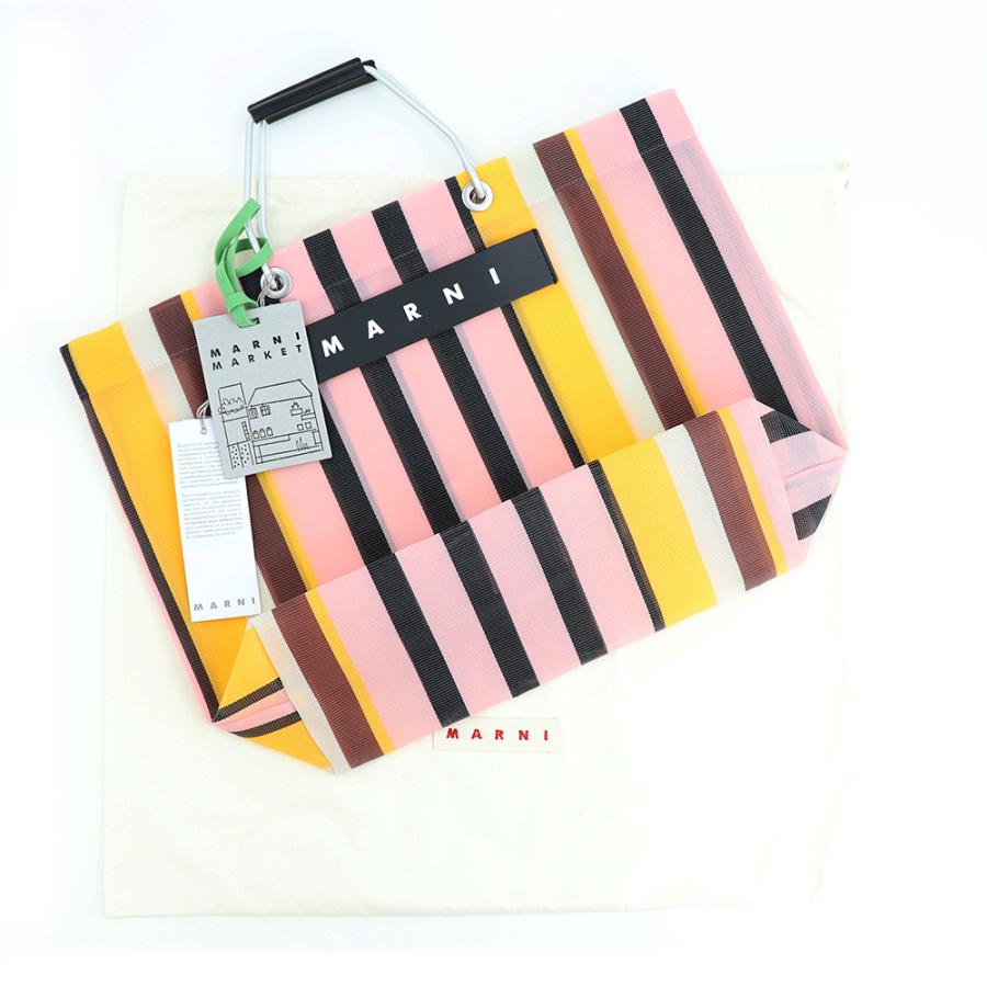 MARNI マルニフラワーカフェ トートバッグ ストライプ メッシュ MARNI マルニフラワーカフェ トートバッグ ストライプ メッシュ