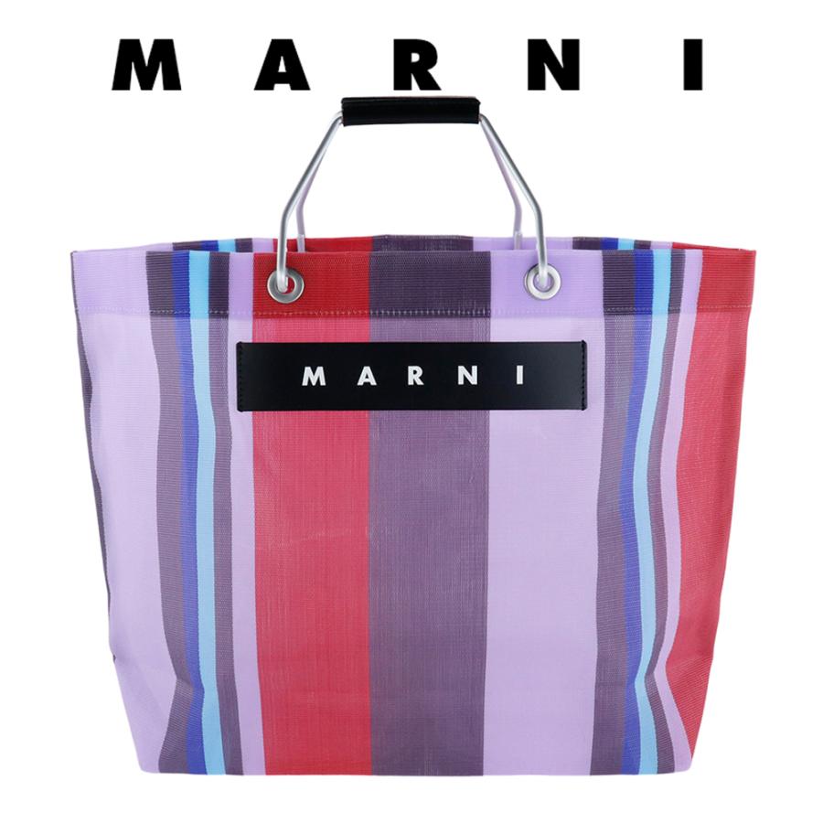 MARNI マルニフラワーカフェ トートバッグ ストライプ メッシュ MARNI マルニフラワーカフェ トートバッグ ストライプ メッシュ