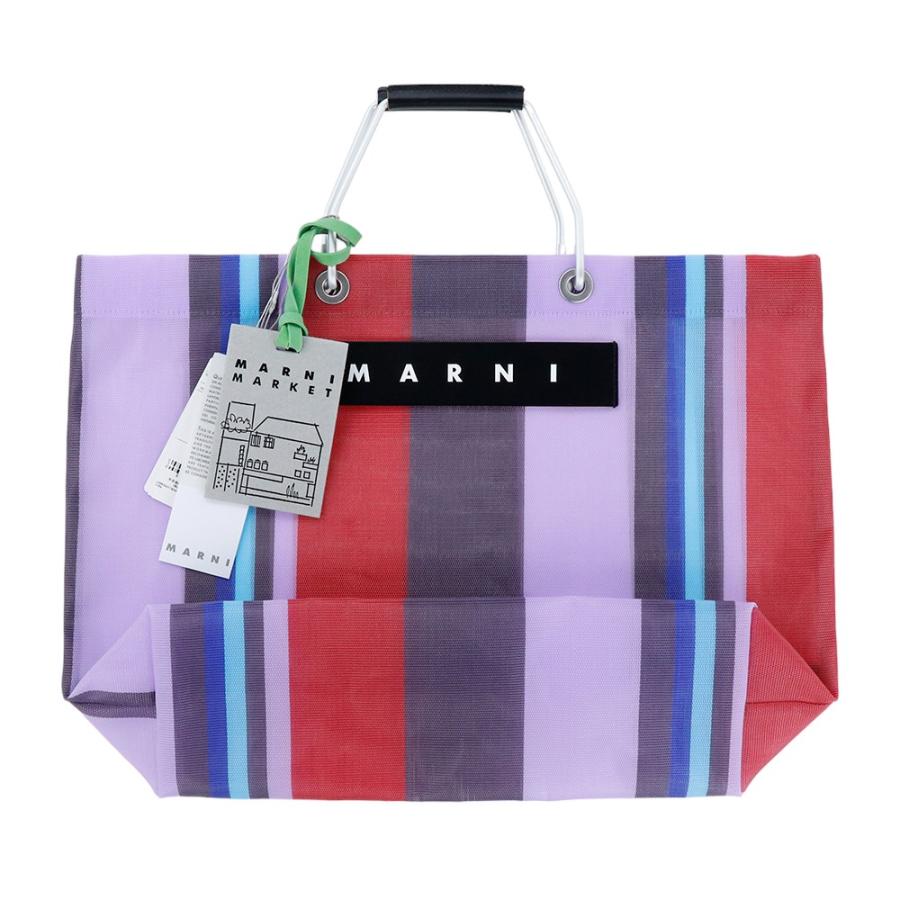 MARNI マルニフラワーカフェ トートバッグ ストライプ メッシュ MARNI マルニフラワーカフェ トートバッグ ストライプ メッシュ