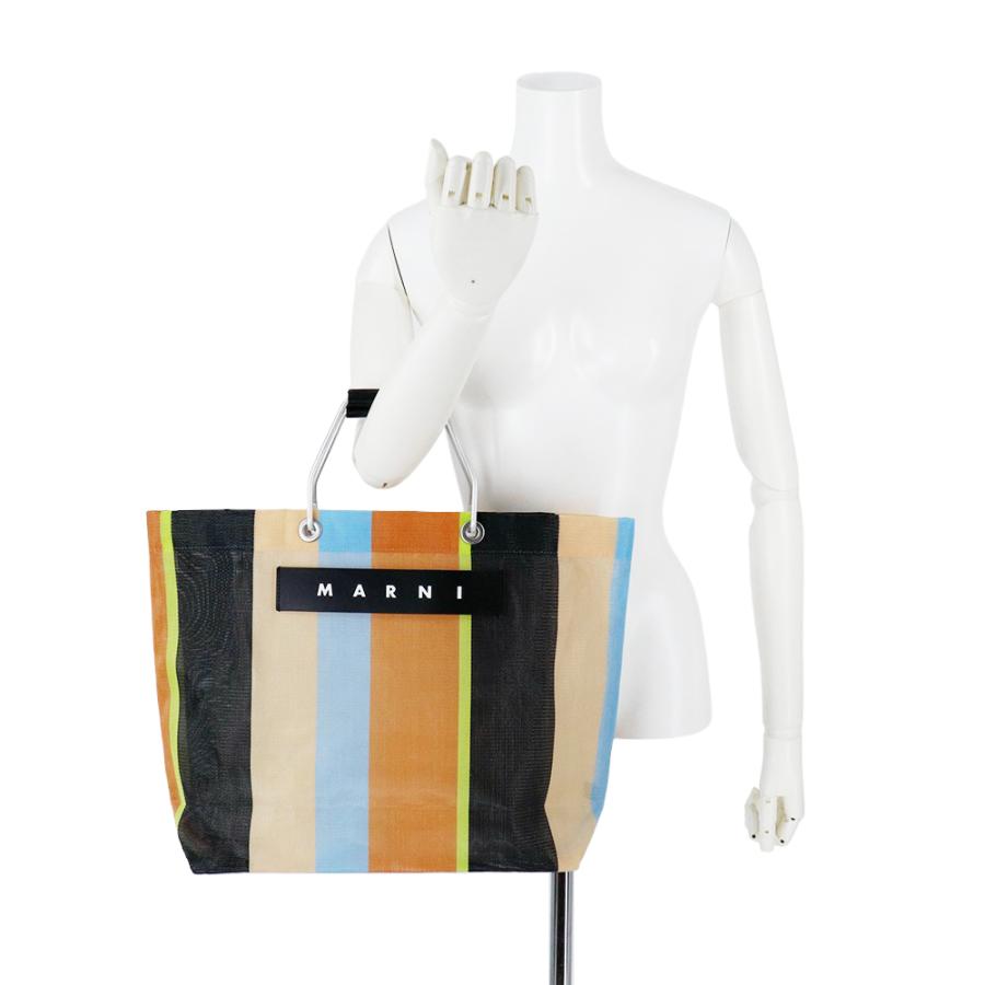 MARNI マルニフラワーカフェ トートバッグ ストライプ メッシュ MARNI マルニフラワーカフェ トートバッグ ストライプ メッシュ