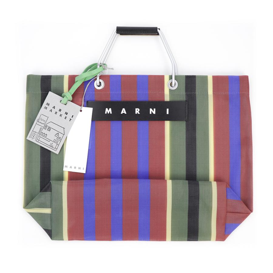 MARNI マルニフラワーカフェ トートバッグ ストライプ メッシュ MARNI マルニフラワーカフェ トートバッグ ストライプ メッシュ