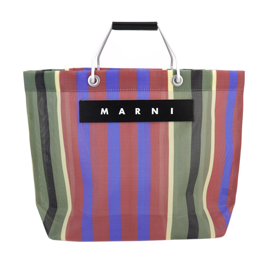 MARNI マルニフラワーカフェ トートバッグ ストライプ メッシュ MARNI マルニフラワーカフェ トートバッグ ストライプ メッシュ