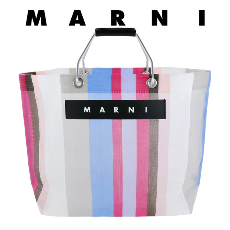 MARNI マルニフラワーカフェ トートバッグ ストライプ メッシュ MARNI マルニフラワーカフェ トートバッグ ストライプ メッシュ