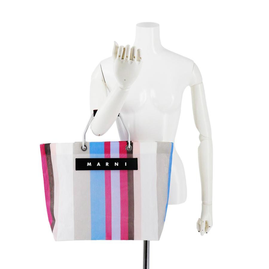 MARNI マルニフラワーカフェ トートバッグ ストライプ メッシュ MARNI マルニフラワーカフェ トートバッグ ストライプ メッシュ
