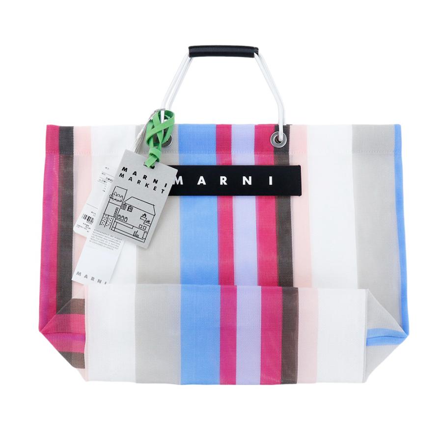 MARNI マルニフラワーカフェ トートバッグ ストライプ メッシュ MARNI マルニフラワーカフェ トートバッグ ストライプ メッシュ