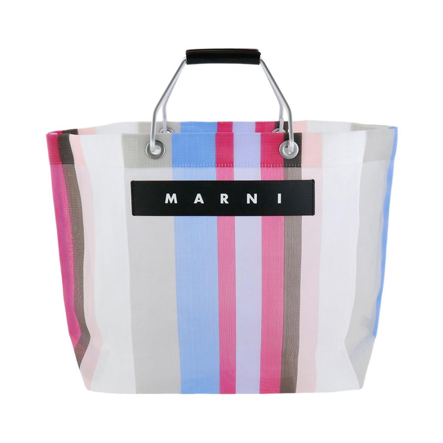 MARNI マルニフラワーカフェ トートバッグ ストライプ メッシュ MARNI マルニフラワーカフェ トートバッグ ストライプ メッシュ
