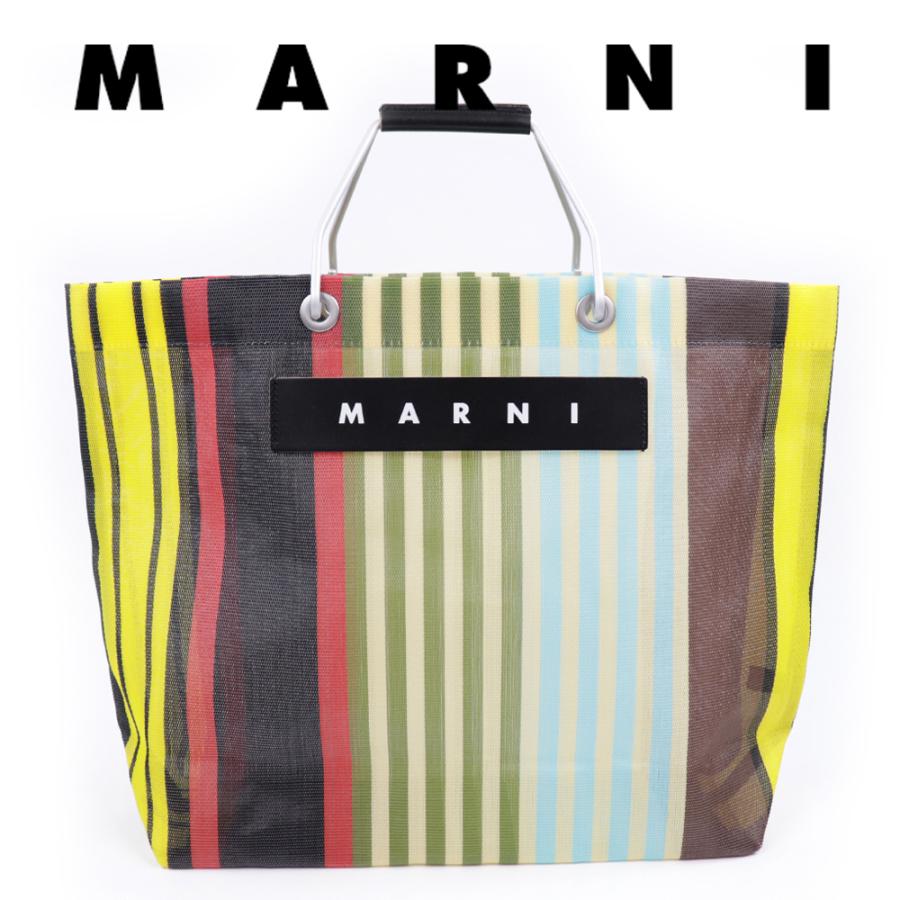 MARNI マルニフラワーカフェ トートバッグ ストライプ メッシュ MARNI マルニフラワーカフェ トートバッグ ストライプ メッシュ