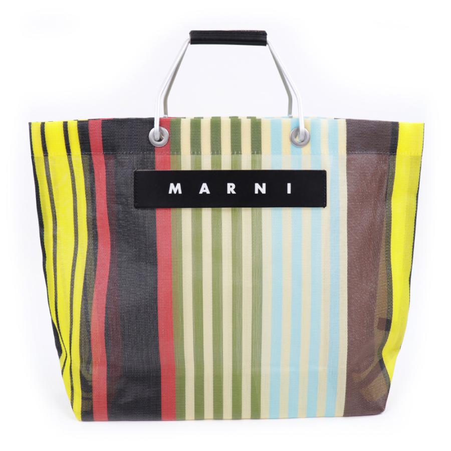 MARNI マルニフラワーカフェ トートバッグ ストライプ メッシュ MARNI マルニフラワーカフェ トートバッグ ストライプ メッシュ