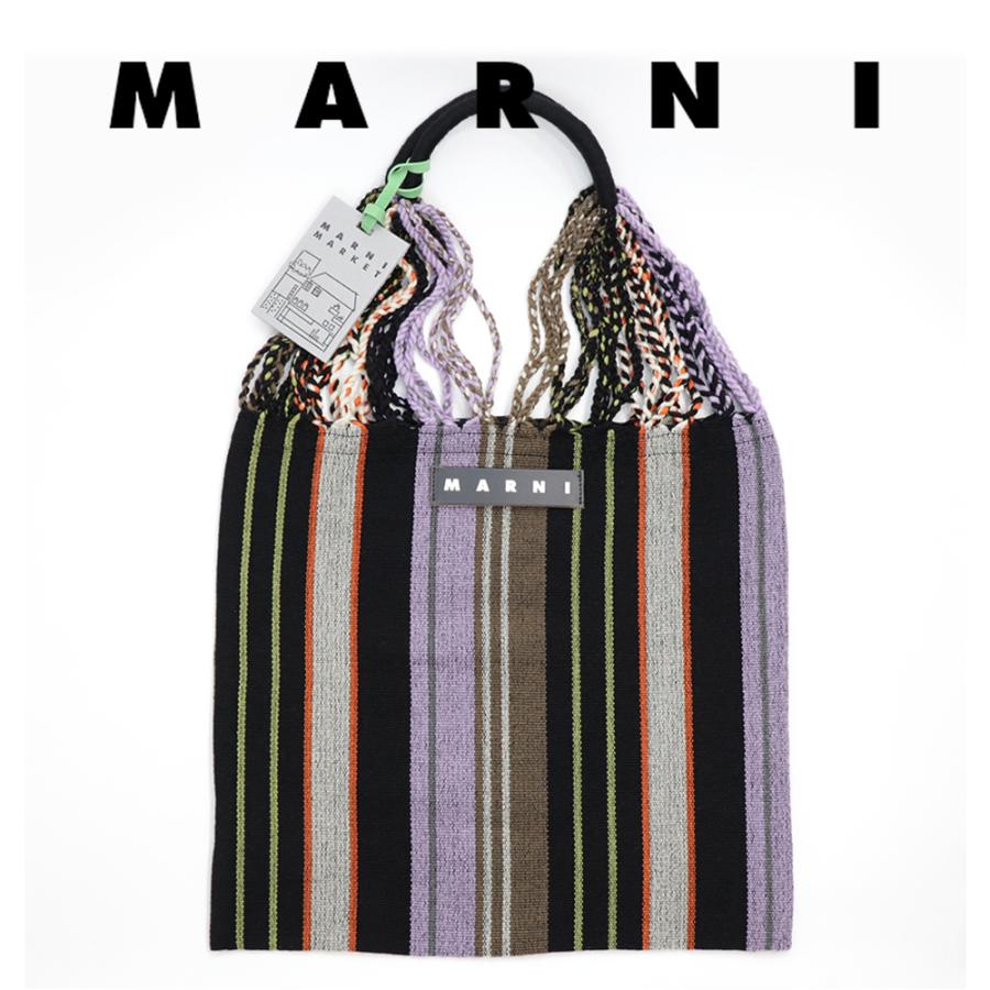 マルニフラワーカフェ ハンモックバッグ ストライプ パープル MARNI FLOWER CAFE トートバッグ マルニマーケット Marni Market｜brandparks