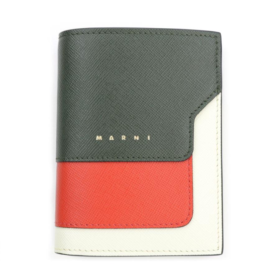 MARNI マルニ 財布 二つ折り財布 グリーン レッド コンパクト MARNI マルニ 財布 二つ折り財布 グリーン レッド コンパクト