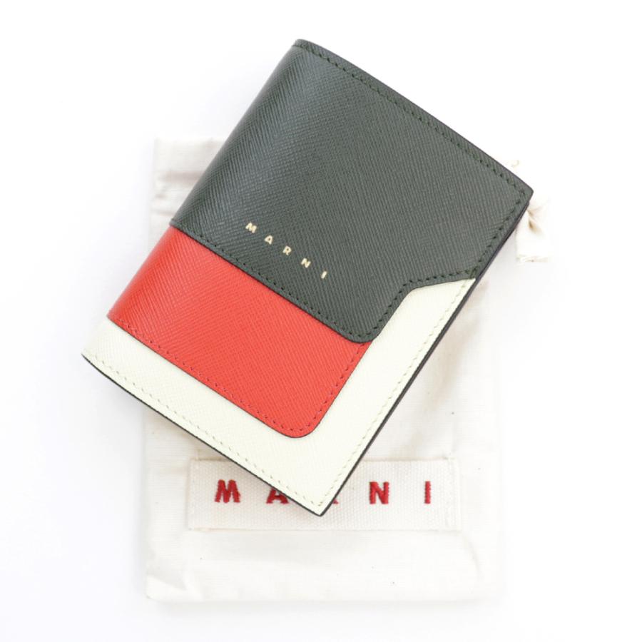 MARNI マルニ 財布 二つ折り財布 グリーン レッド コンパクト MARNI マルニ 財布 二つ折り財布 グリーン レッド コンパクト