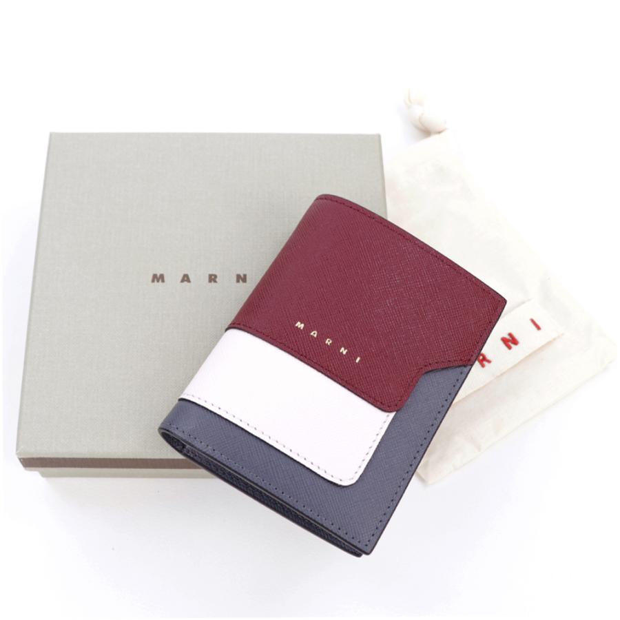 MARNI マルニ 財布 二つ折り財布 ディープレッド ネイビー MARNI マルニ 財布 二つ折り財布 ディープレッド ネイビー