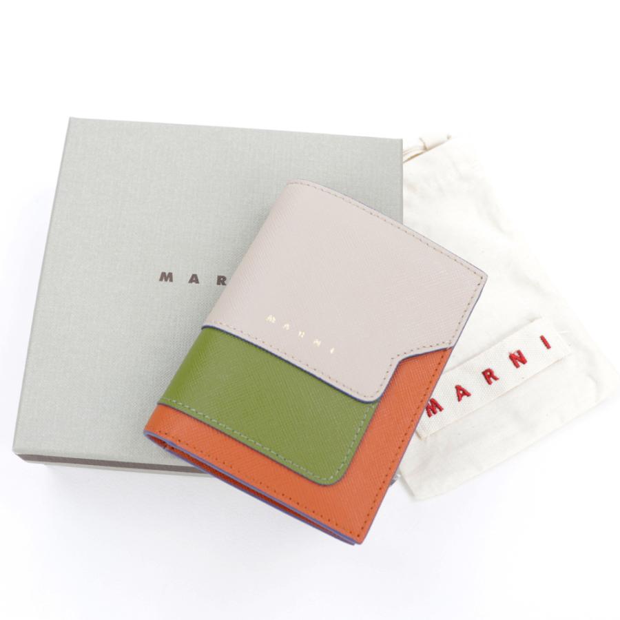 MARNI マルニ 財布 二つ折り財布 オレンジ グリーン コンパクト MARNI マルニ 財布 二つ折り財布 オレンジ グリーン コンパクト