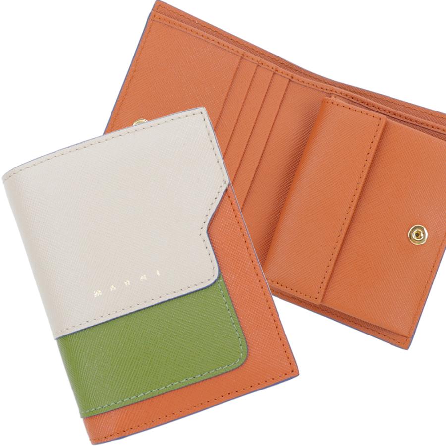 MARNI マルニ 財布 二つ折り財布 オレンジ グリーン コンパクト MARNI マルニ 財布 二つ折り財布 オレンジ グリーン コンパクト
