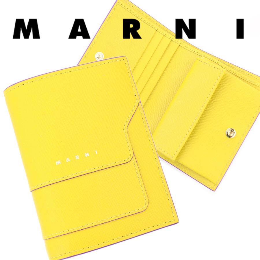 マルニ 財布 MARNI 二つ折り財布 ライトトパーズ イエロー コンパクト