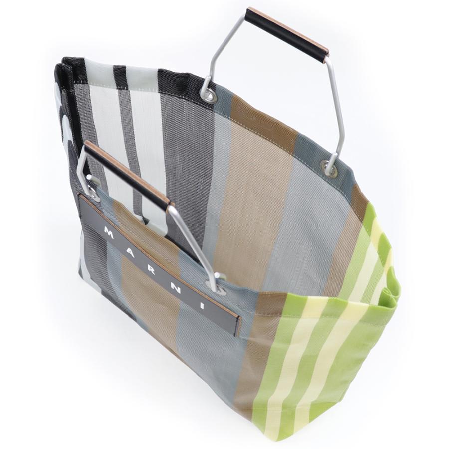 MARNI マルニ トートバッグ ストライプ メッシュ フラワーカフェ MARNI マルニ トートバッグ ストライプ メッシュ フラワーカフェ