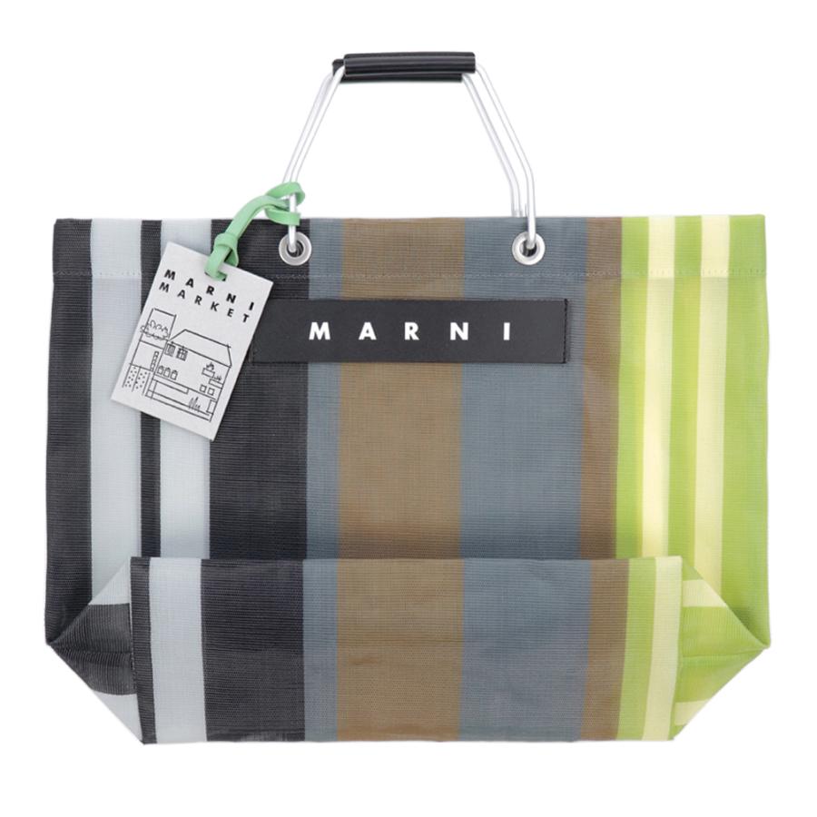 マルニ MARNI トートバッグ ストライプバッグ メッシュ ナイロン かごバッグ A4対応 軽量 大きめ カバン 鞄 おしゃれ 母の日 ソフトベージュ SHMHR08A01の画像