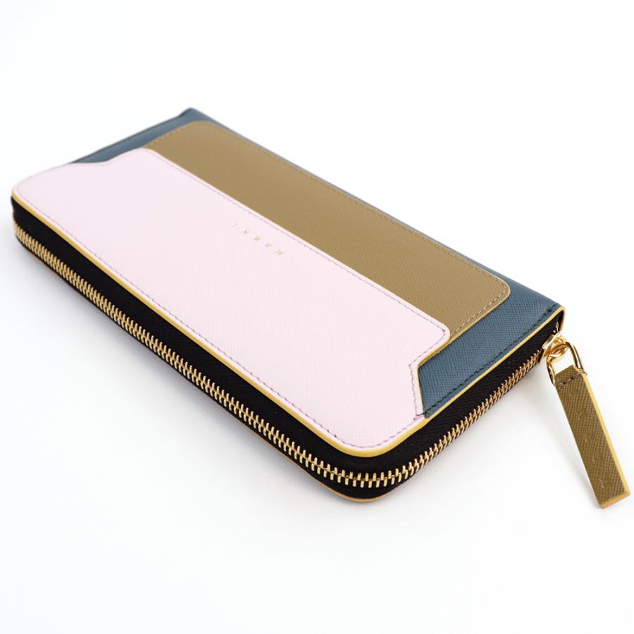 MARNI マルニ 財布 長財布 二つ折り ピンク ネイビー バイカラー