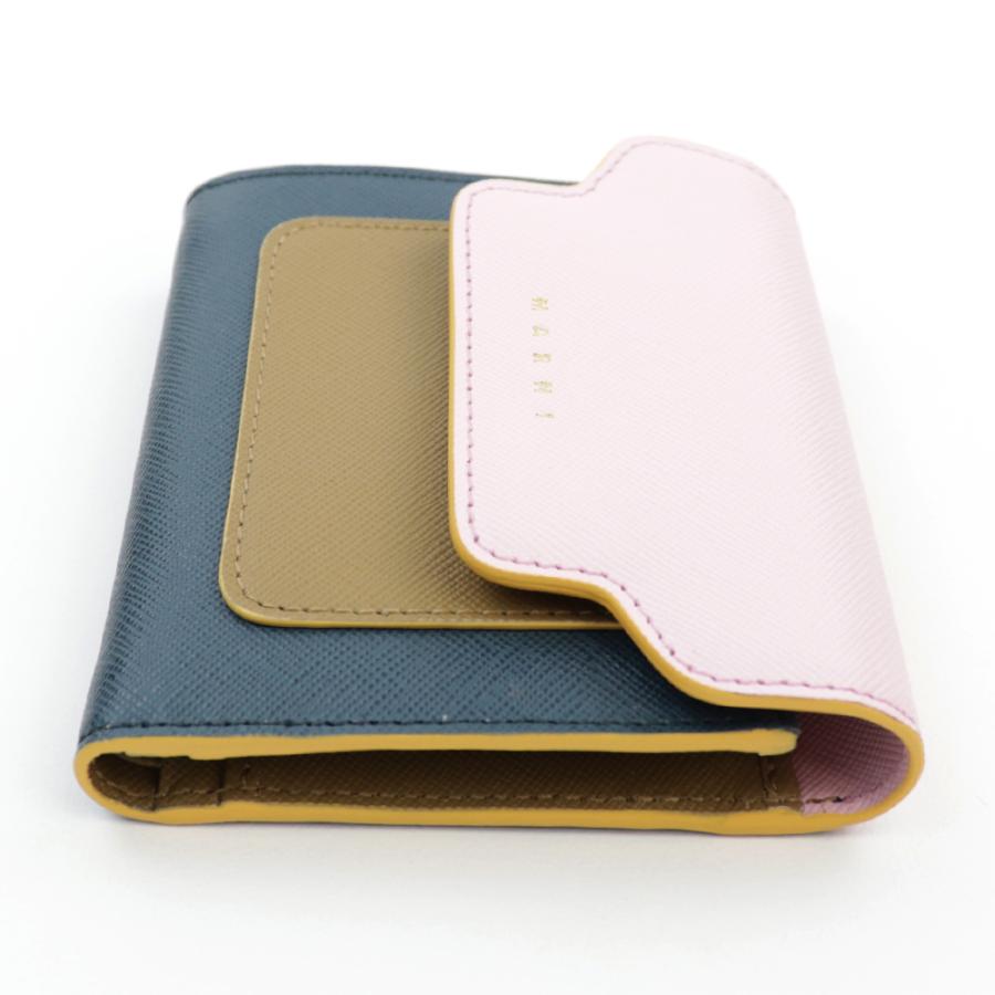 MARNI マルニ 財布 折財布 ピンク カーキ グリーン バイカラー MARNI マルニ 財布 折財布 ピンク カーキ グリーン バイカラー