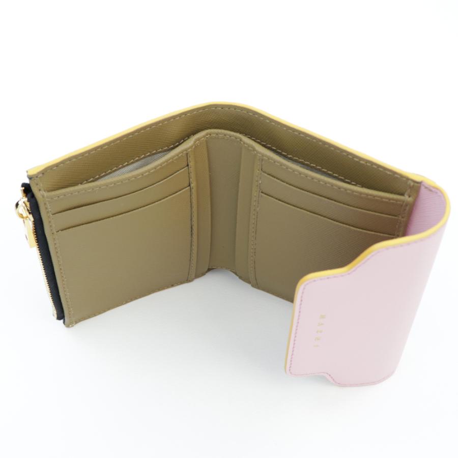 MARNI マルニ 財布 折財布 ピンク カーキ グリーン バイカラー MARNI マルニ 財布 折財布 ピンク カーキ グリーン バイカラー