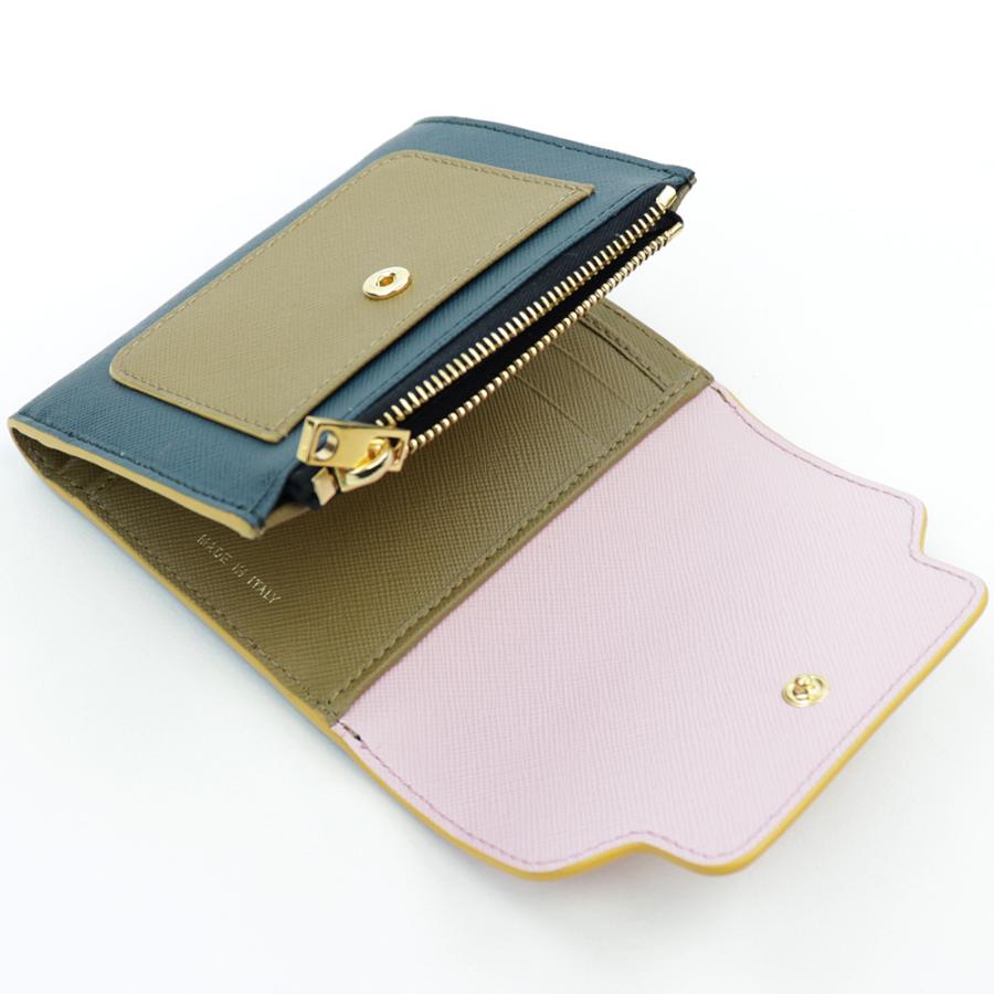 MARNI マルニ 財布 折財布 ピンク カーキ グリーン バイカラー MARNI マルニ 財布 折財布 ピンク カーキ グリーン バイカラー