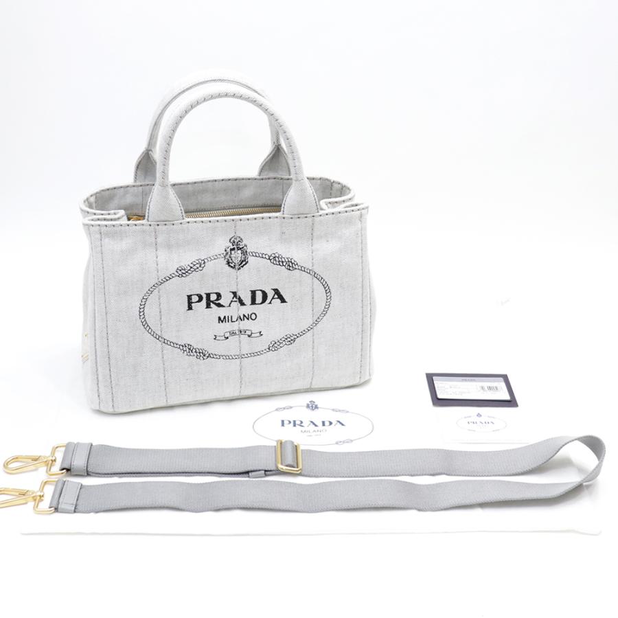 プラダ バッグ PRADA トートバッグ カナパ ショルダーバッグ ニムビアンコ ホワイト  コットン ハンドバッグ 自立 ベルト ロゴ プリント 1BG439｜brandparks｜11