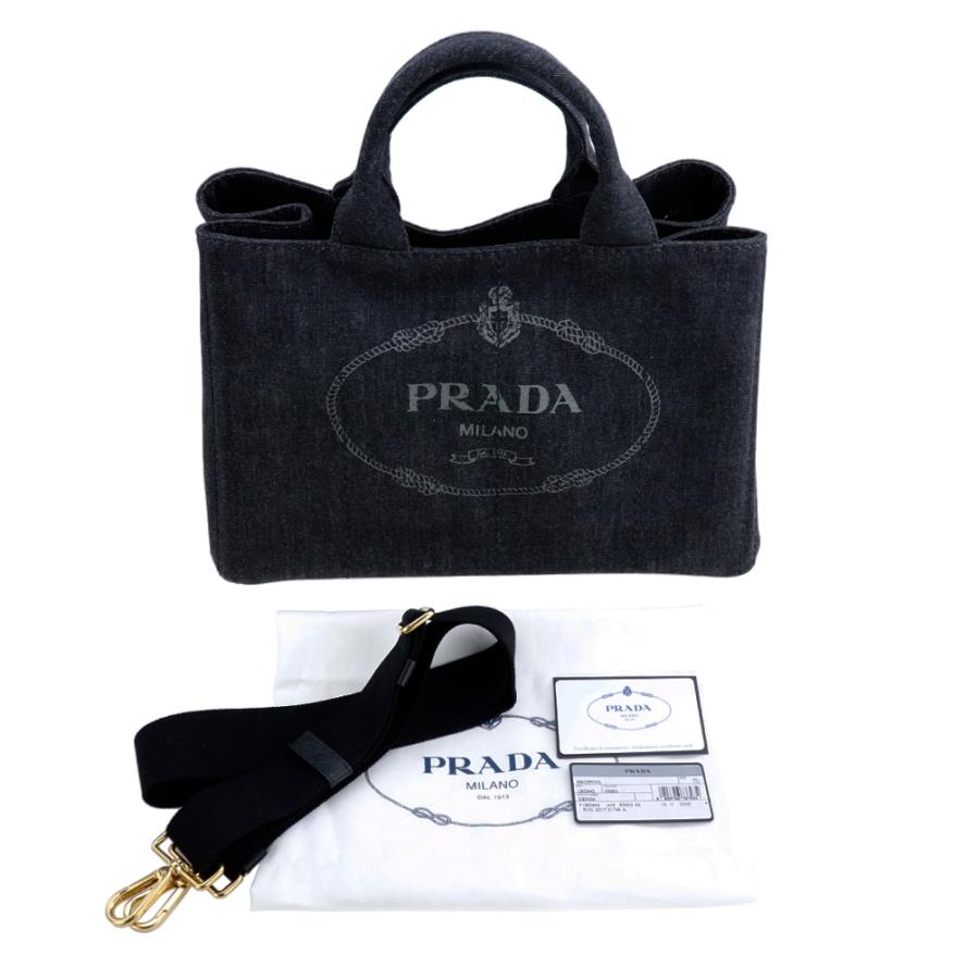 プラダ バッグ PRADA トートバッグ カナパ M ミディアムサイズ デニム ブラック ネロ 1BG642 AJ6 F0002 NERO コットン ファブリック｜brandparks｜02