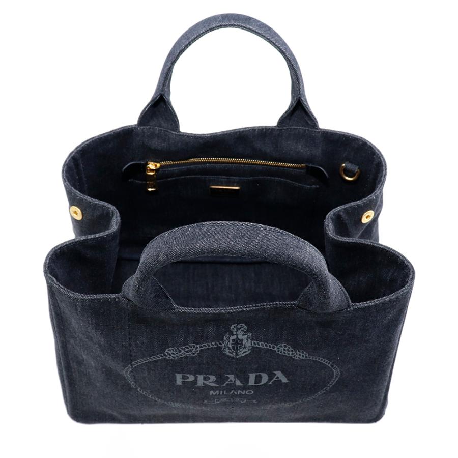 超激安特価 プラダ バッグ PRADA トートバッグ カナパ M ミディアムサイズ デニム ブラック ネロ 1BG642 AJ6 F0002 NERO コットン ファブリック