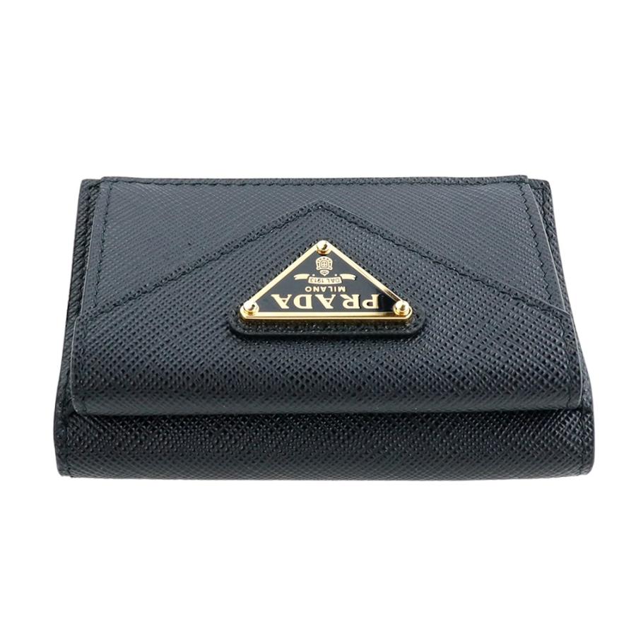 プラダ 財布 三つ折り PRADA SAFFIANO TRIANGOLO 1MH021 QHH F0002 NERO サフィアーノ トライアングルロゴ レザー 本革 ネロ ブラック ミニ財布｜brandparks｜09