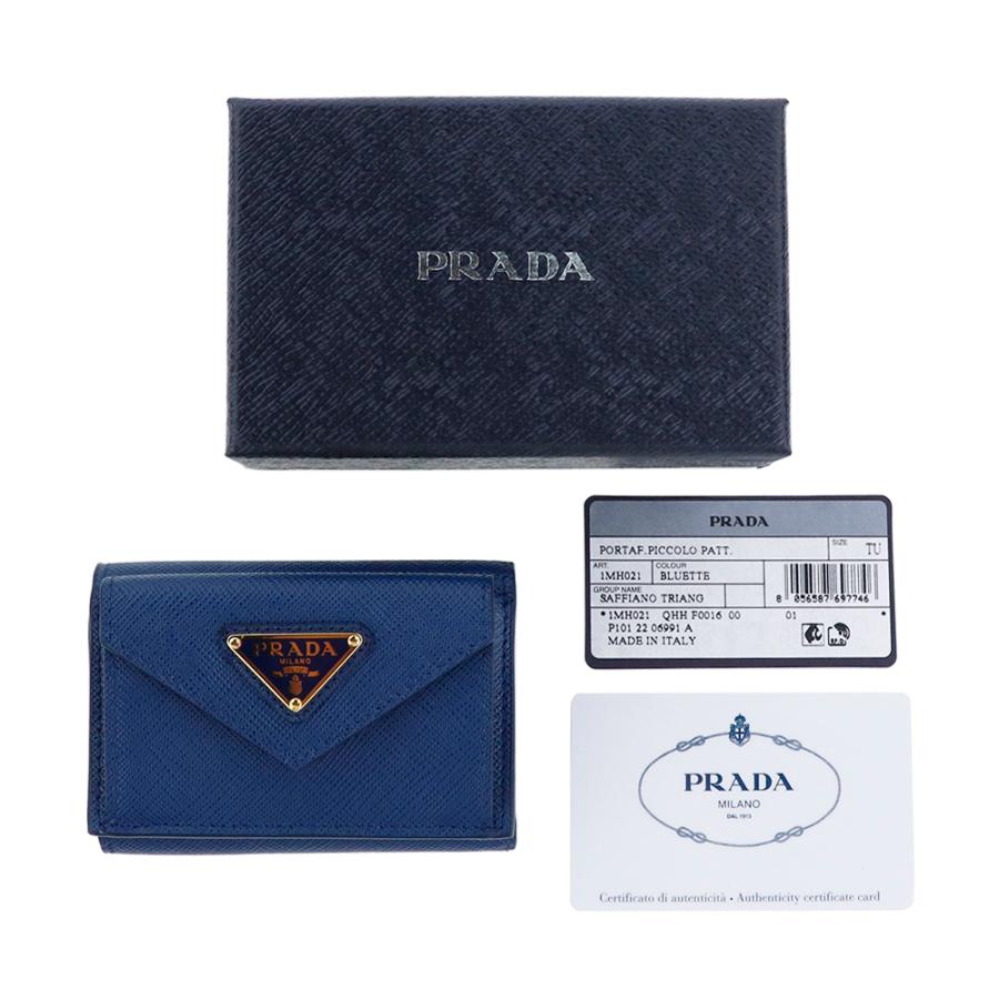 プラダ 財布 三つ折り PRADA SAFFIANO METAL 1MH021 QHH F0016 BLUETTE サフィアーノ メタルロゴ レザー 本革 ブルエッテ ブルー ミニ財布｜brandparks｜02