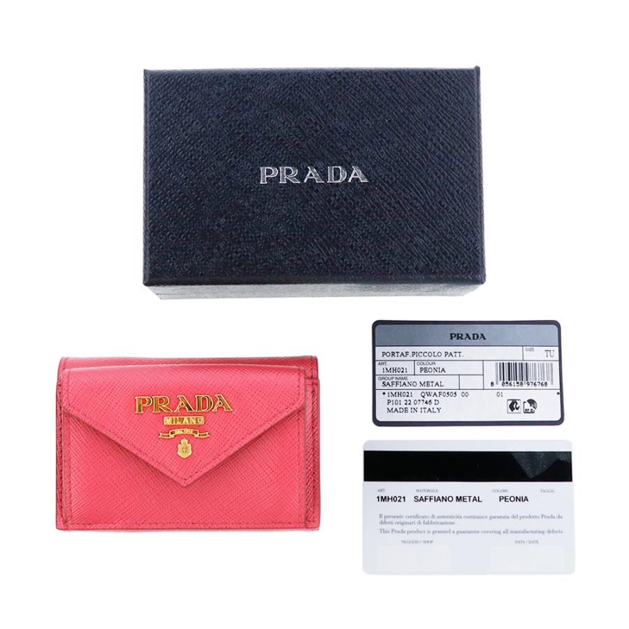 プラダ 財布 三つ折り PRADA SAFFIANO METAL 1MH021 QWA F0505 PEONIA サフィアーノ メタルロゴ レザー 本革 ペオニア ピンク ミニ財布｜brandparks｜02