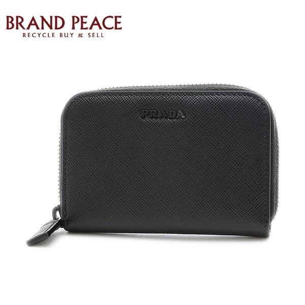 プラダ サフィアーノ　コンパクト財布　コインケース　レザー　ブラック　2MM358 ブランドピース｜brandpeace