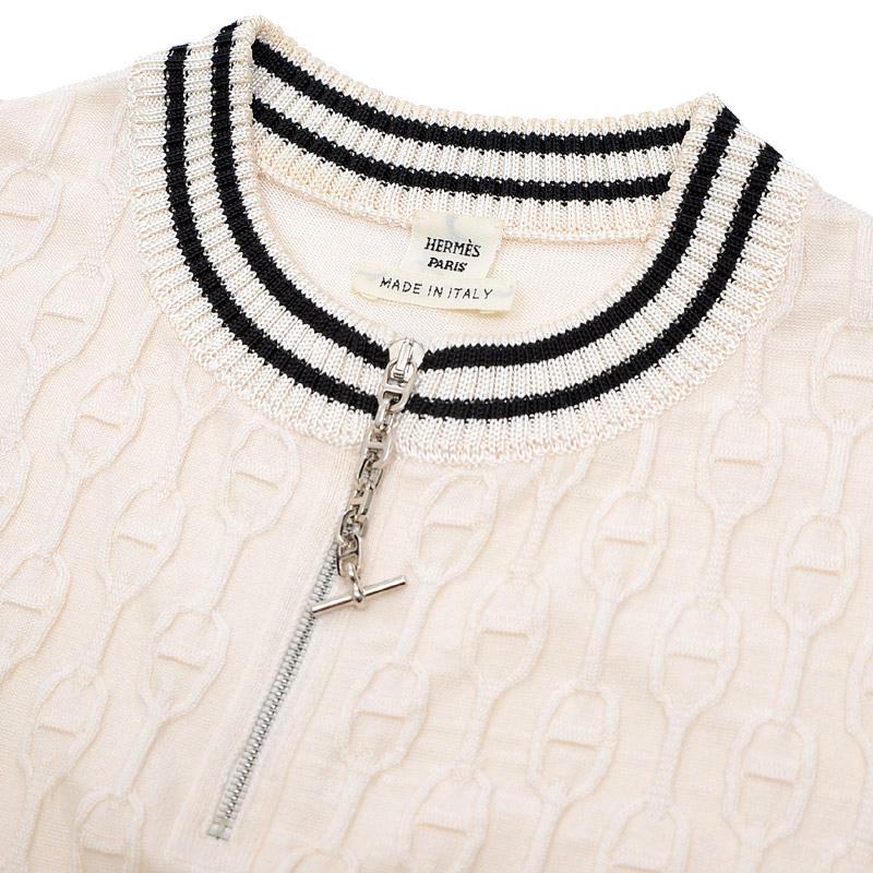 HERMES エルメス ハーフジップ 半袖ニット シェーヌダンクル HERMES エルメス ハーフジップ 半袖ニット シェーヌダンクル