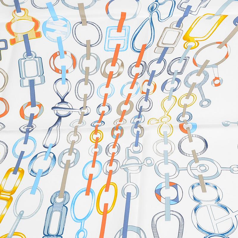 エルメス カレ90 スカーフ ド レ ブックル Do Re Boucles ホワイト 