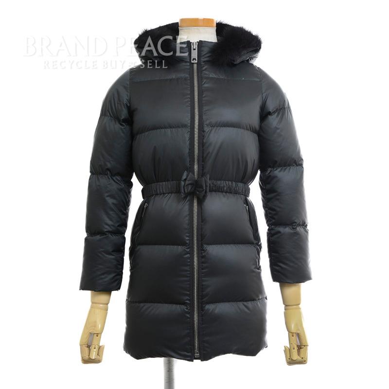 バーバリー ダウンジャケット ファーフード ブラック キッズ ガールズ  