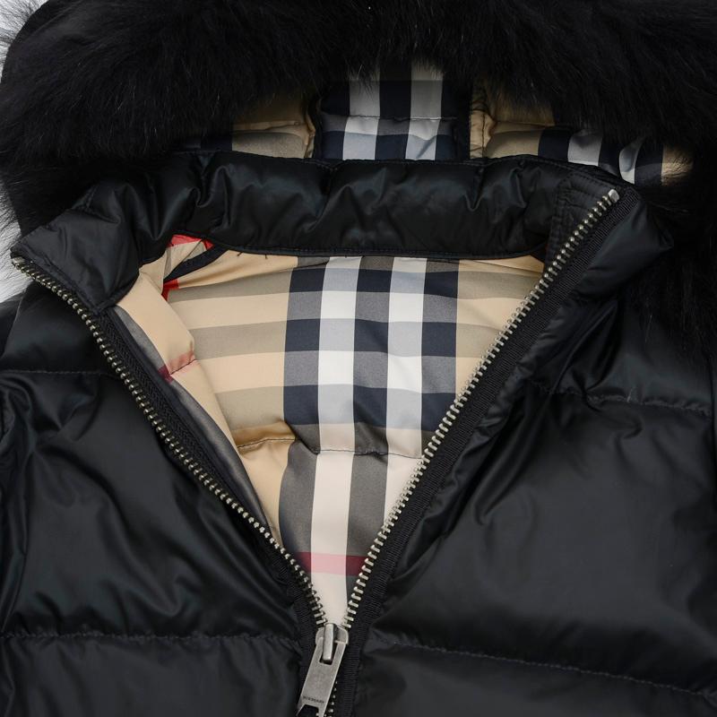 バーバリー ダウンジャケット ファーフード ブラック キッズ ガールズ  