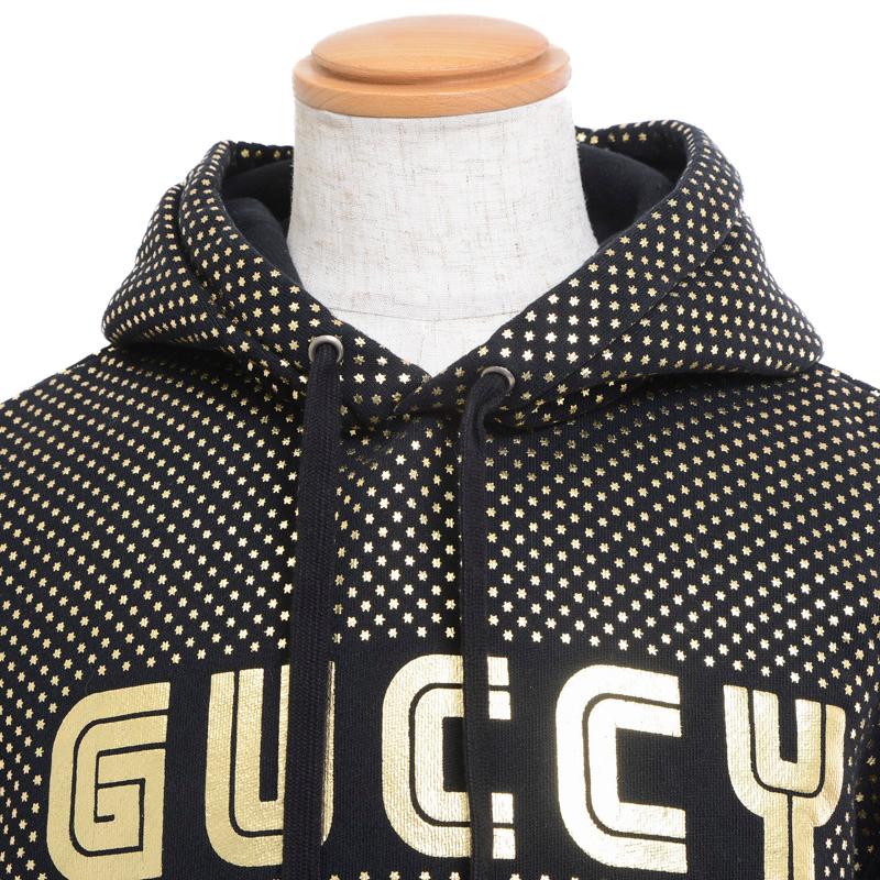 GUCCI グッチ GUCCYロゴ スター パーカー スウェット ブラック ユニ 