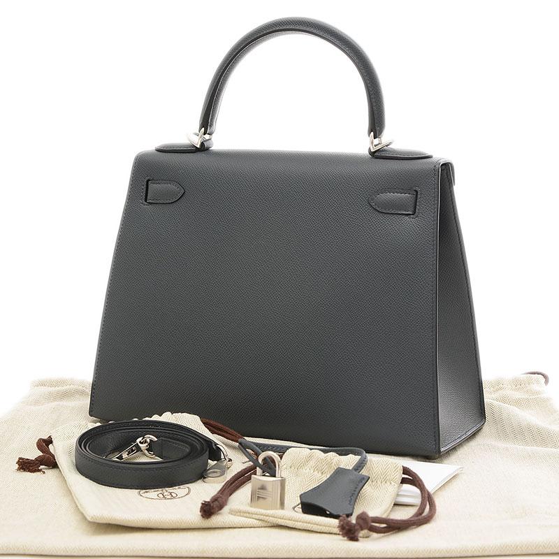 HERMES エルメス ケリー28 外縫い エプソン グリミスティ シルバー金具  