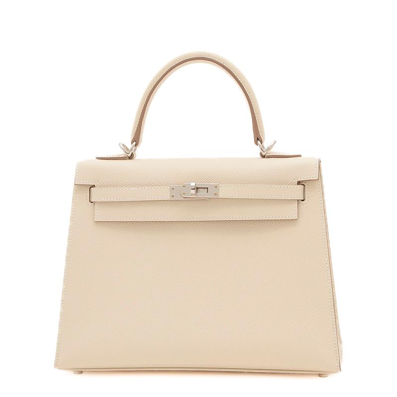 HERMES エルメス ケリー25 外縫い エプソン クレ シルバー金具 W刻印  