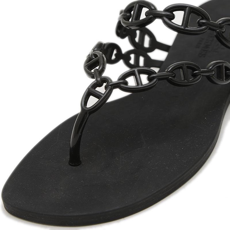 HERMES エルメス シェーヌダンクル サンダル アイランド 37ブラック 黒