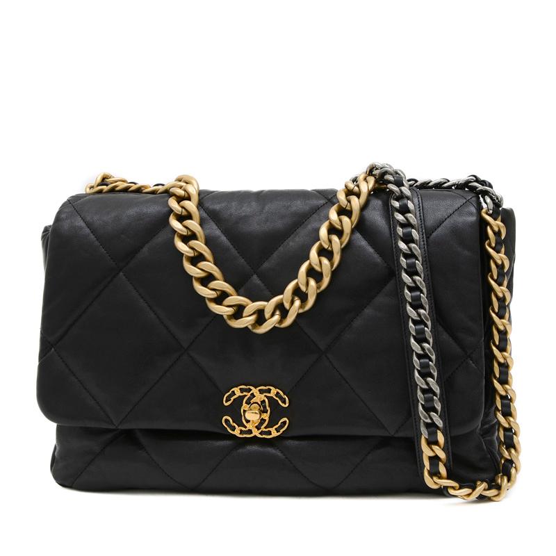 CHANEL シャネル シャネル19 マキシ チェーンショルダー ブラック 