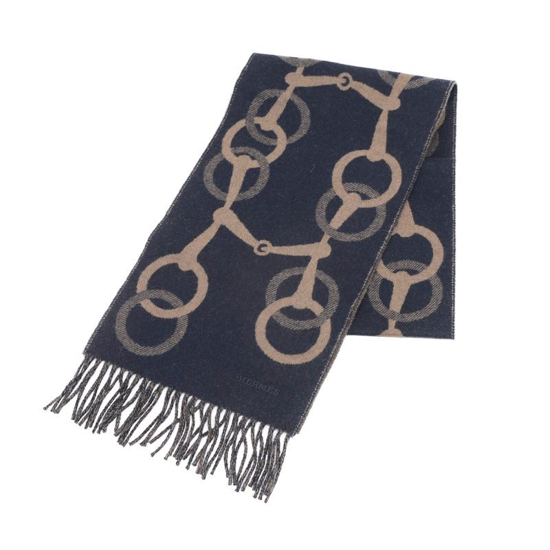 HERMES（エルメス） エニー モール マフラー カシミヤ マリン