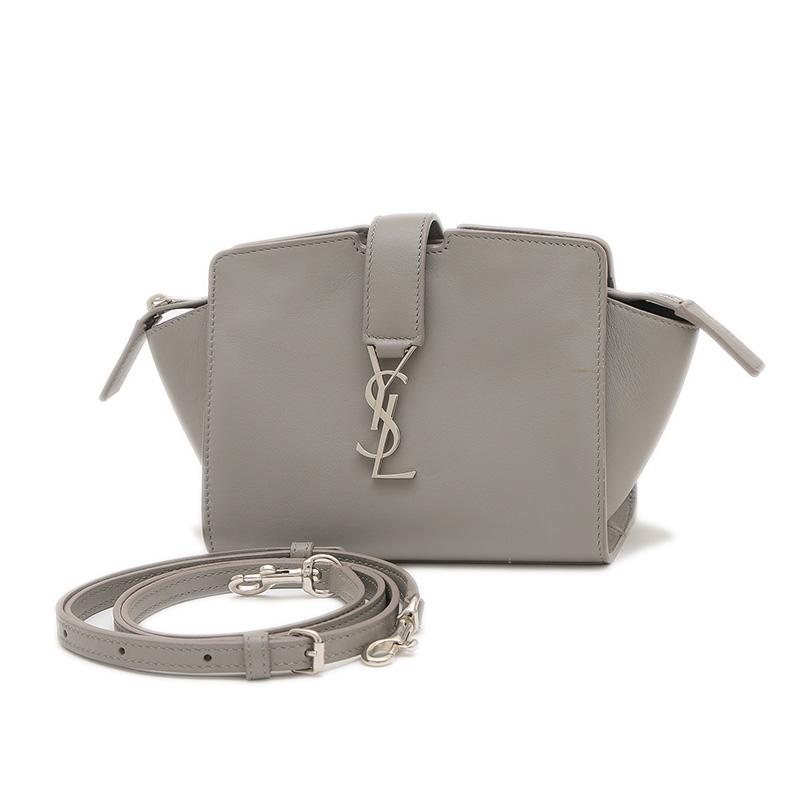 値下げ サンローランパリ トイ カバス ショルダーバッグ レザー グレー