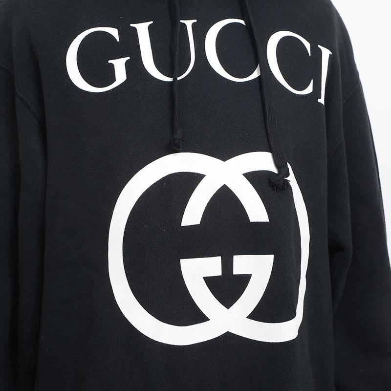 GUCCI 値下げ グッチ インターロッキングG パーカー コットン ブラック