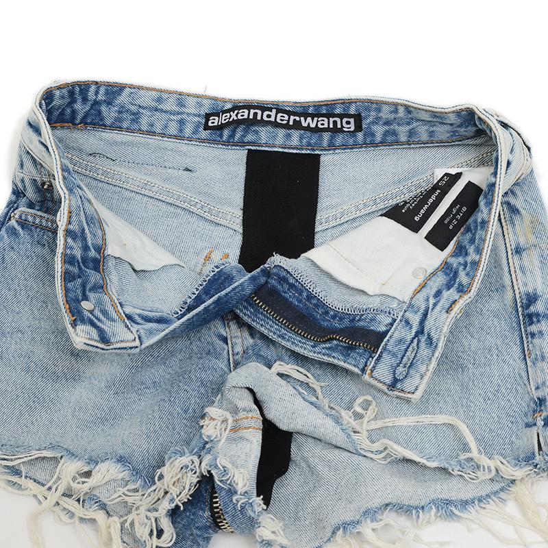 AlexanderWang アレキサンダーワン デニムショートパンツ 25サイズ アレキサンダーワン デニムショートパンツ コットン ブルー レディース