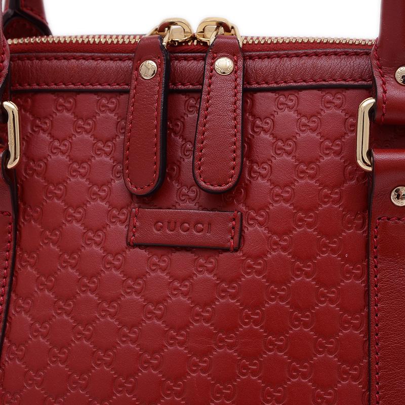 【GUCCI】ハンドバッグ　マイクログッチシマ　レザー　レッド系 GUCCI（グッチ） マイクログッチシマ 2WAYバッグ レッド 449663