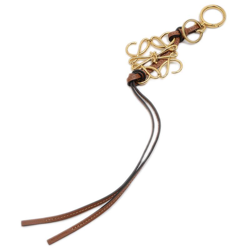 LOEWE ロエベ アナグラム バッグチャーム レザー/メタル ブラウン  
