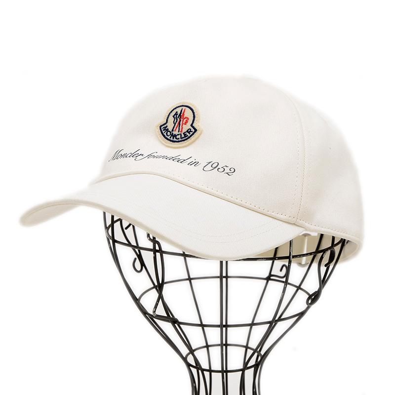MONCLER モンクレール ロゴ ベースボールキャップ コットン ホワイト 