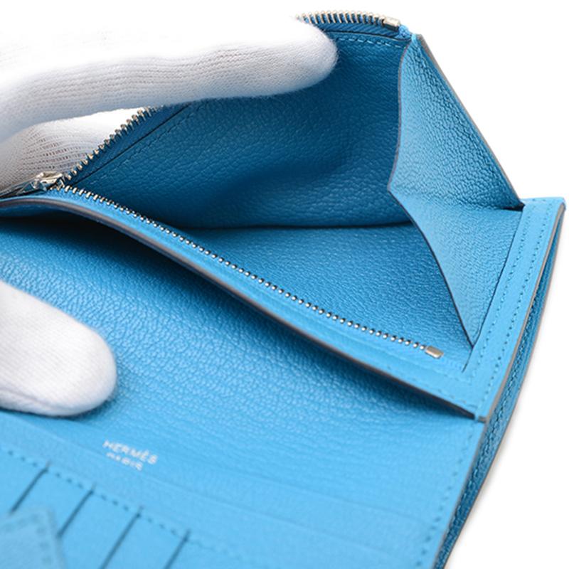 HERMES エルメス べアン長財布 クラッシック ブルーザンジバル
