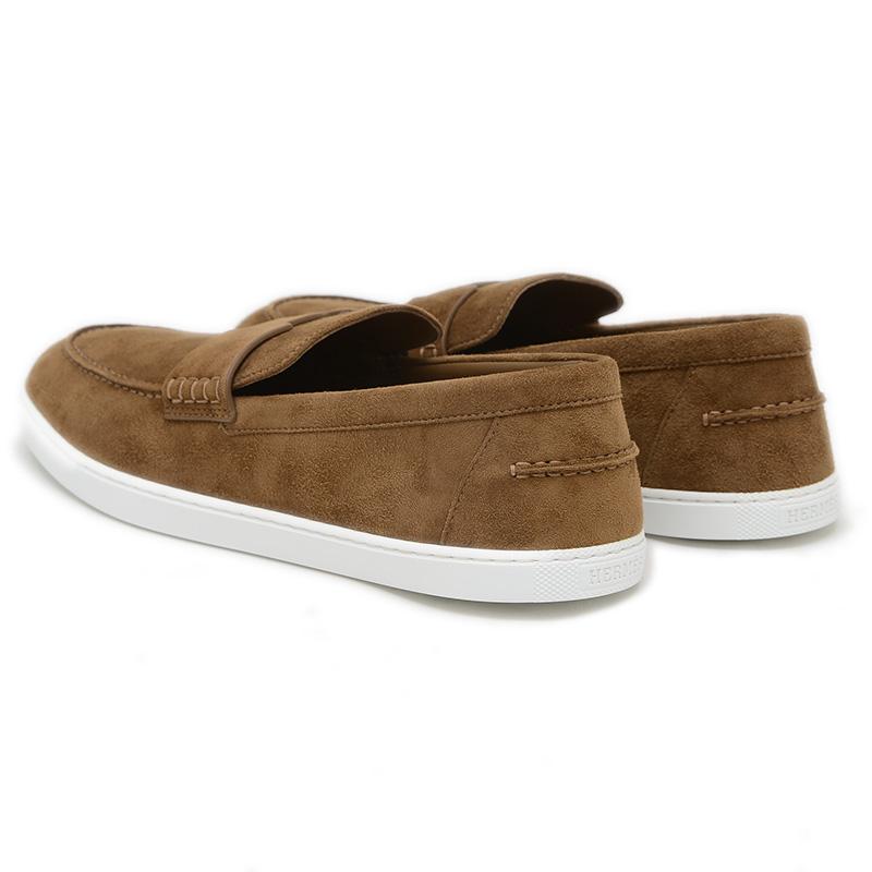 HERMES（エルメス） ジョブ モカシン スエード ブラウン メンズ 41.5